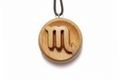 Handcrafted Scorpio zodiac pendant in beech wood with carved scorpion symbol