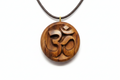 Handcrafted wengé wood Om symbol pendant with carved sacred symbol