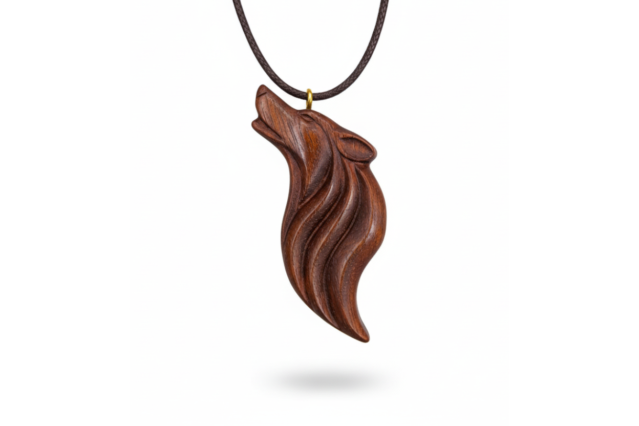 Howling Wolf Talisman - Wengé Wood