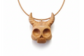 Horned Skull Pendant — Silver Maple Wood