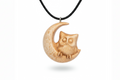 Moon Owl Pendant — Silver Maple Wood