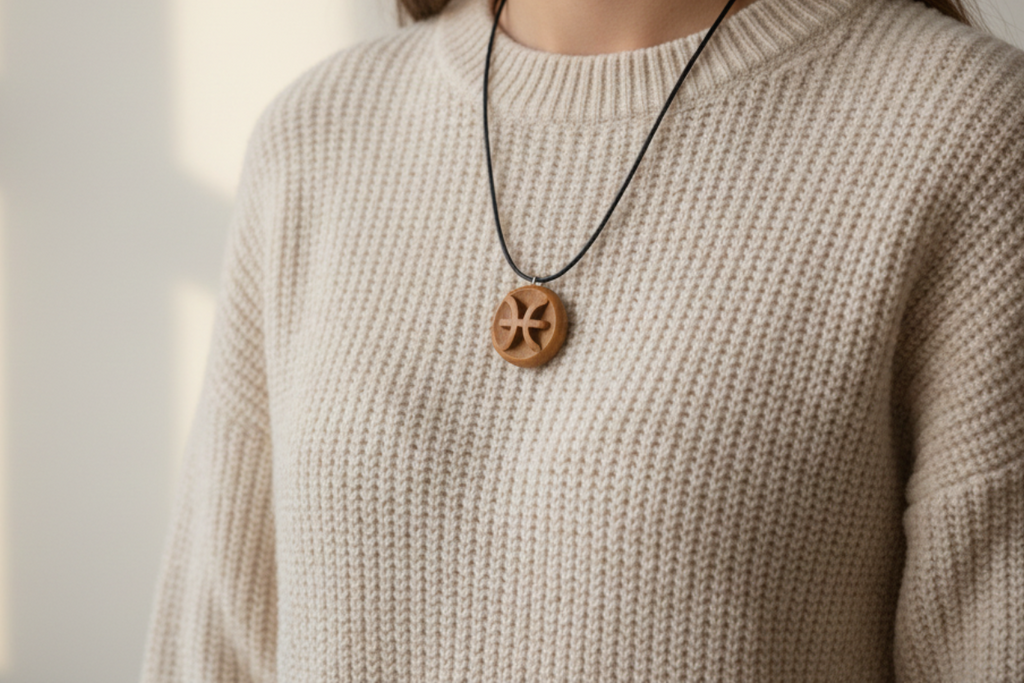Pisces Pendant — Beech Wood