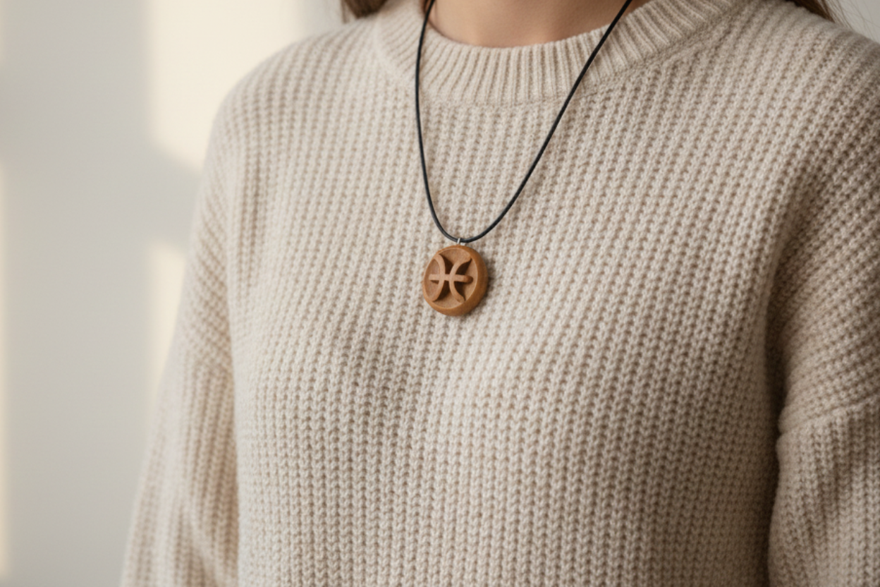 Pisces Pendant — Beech Wood