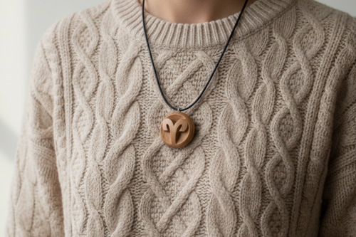 Aries Pendant — Beech Wood