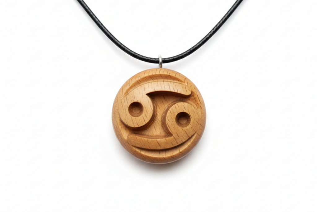 Cancer Pendant — Beech Wood