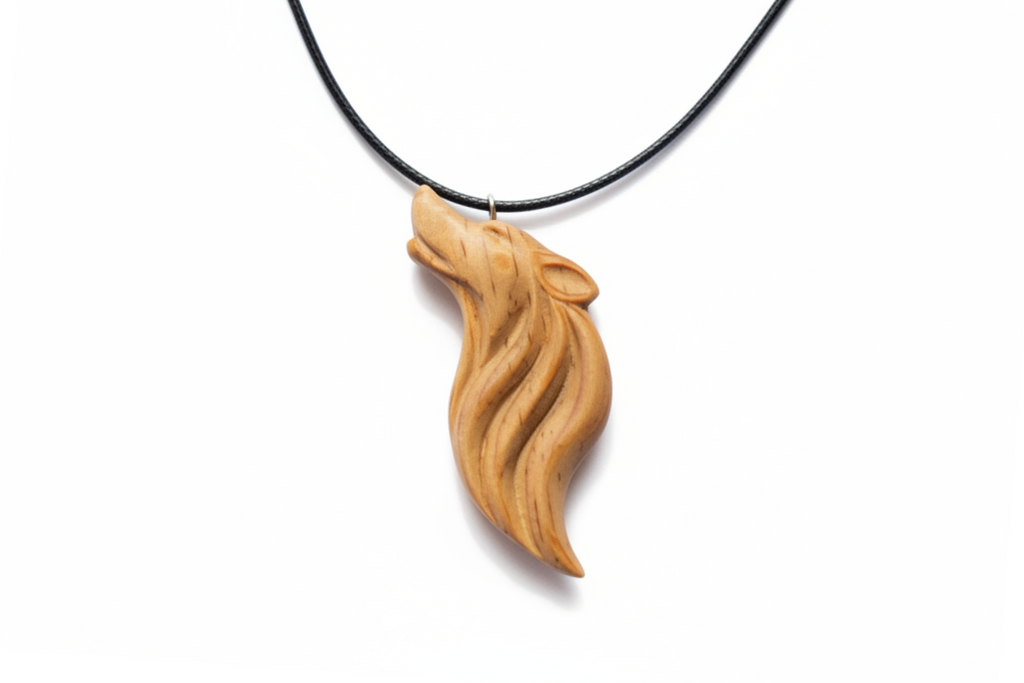 Huilende Wolf Hanger — Wild Kersenhout 
