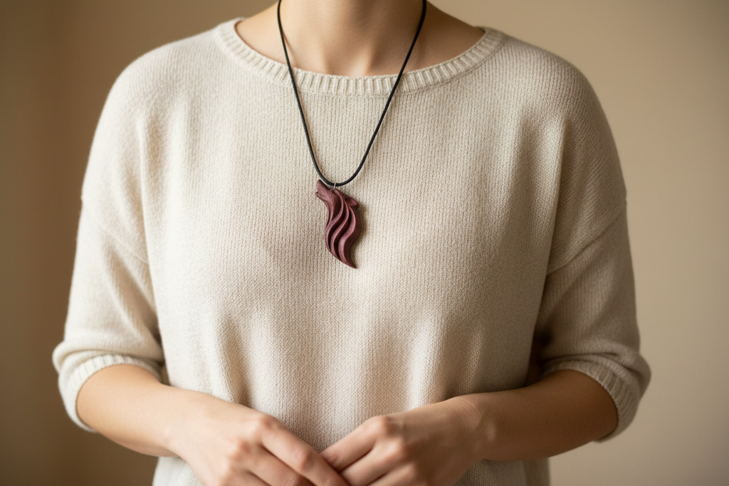 Howling Wolf Pendant — Black Cherry Wood