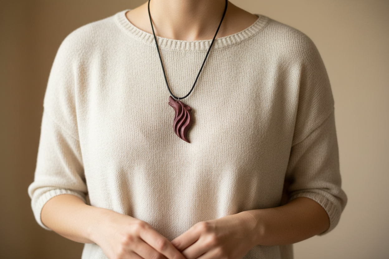 Howling Wolf Pendant — Black Cherry Wood