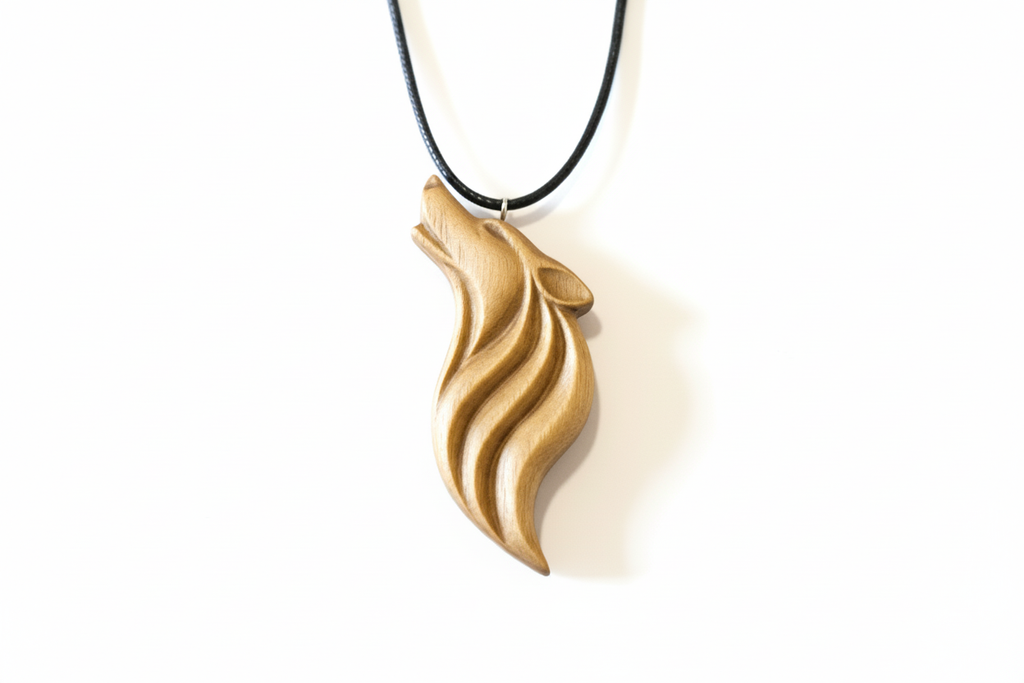Wolf pendant with white background and shadows